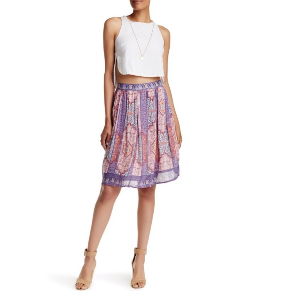 Lucky Brand | Tapestry Print Boho Chic Purple and Pink Skirt  Size S